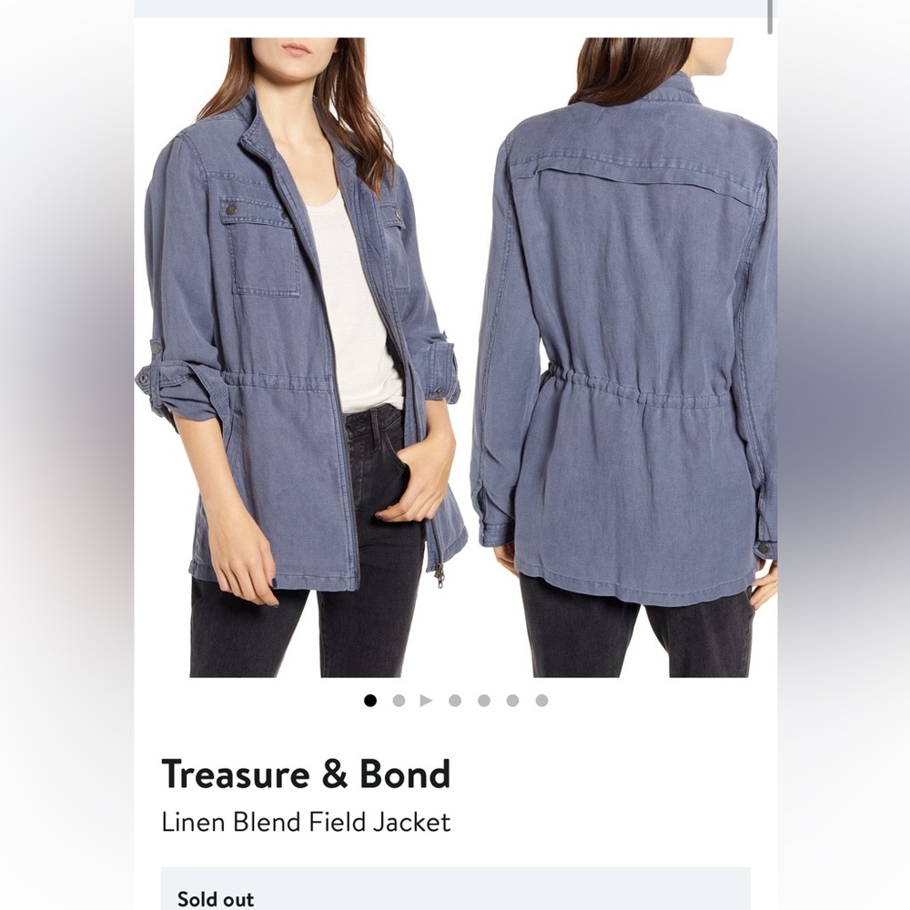Treasure & Bond Green Linen Utility Jacket